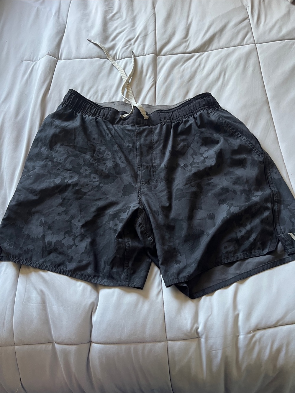 Vuori Black Subtle Camo Athletic Shorts